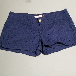 Navy Blue Eyelet Shorts